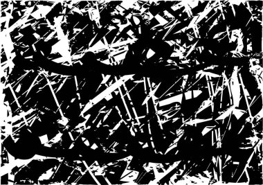 Çizik ve çiziklerle dolu siyah beyaz bir arka plan. Soyut vektör illüstrasyonu.