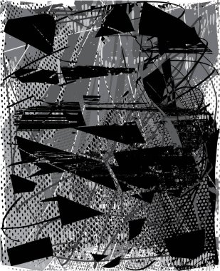 Çizik ve çiziklerle dolu siyah beyaz bir arka plan. Soyut vektör illüstrasyonu.