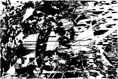 Çizik ve çiziklerle dolu siyah beyaz bir arka plan. Soyut vektör illüstrasyonu.