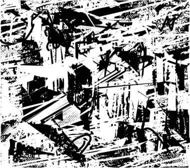 Çizik ve çiziklerle dolu siyah beyaz bir arka plan. Soyut vektör illüstrasyonu.