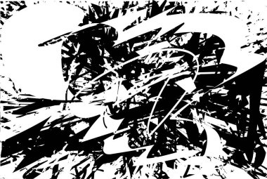 Çizik ve çiziklerle dolu siyah beyaz bir arka plan. Soyut vektör illüstrasyonu.