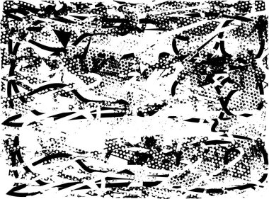 Çizik ve çiziklerle dolu siyah beyaz bir arka plan. Soyut vektör illüstrasyonu.