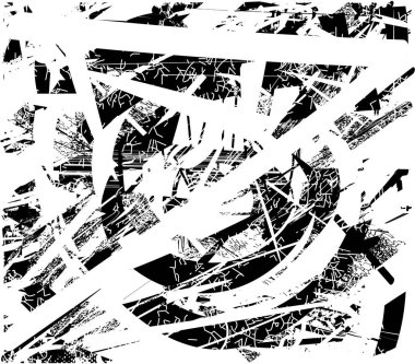 Çizik ve çiziklerle dolu siyah beyaz bir arka plan. Soyut vektör illüstrasyonu.