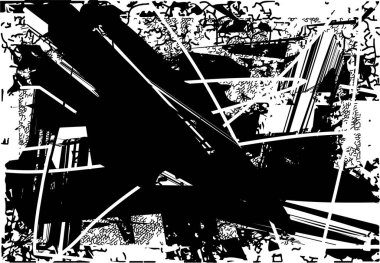 Çizik ve çiziklerle dolu siyah beyaz bir arka plan. Soyut vektör illüstrasyonu.