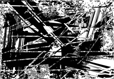 Çizik ve çiziklerle dolu siyah beyaz bir arka plan. Soyut vektör illüstrasyonu.