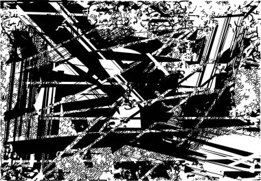 Çizik ve çiziklerle dolu siyah beyaz bir arka plan. Soyut vektör illüstrasyonu.