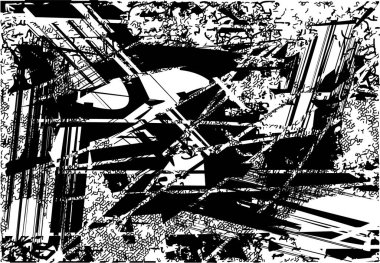 Çizik ve çiziklerle dolu siyah beyaz bir arka plan. Soyut vektör illüstrasyonu.