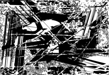 Çizik ve çiziklerle dolu siyah beyaz bir arka plan. Soyut vektör illüstrasyonu.