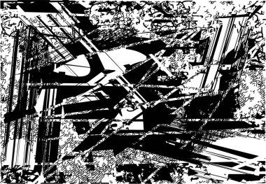 Çizik ve çiziklerle dolu siyah beyaz bir arka plan. Soyut vektör illüstrasyonu.