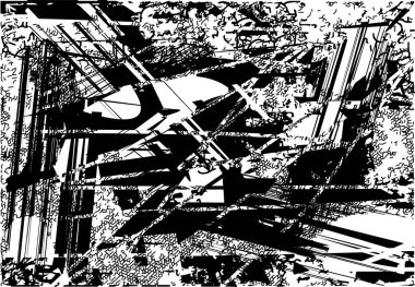 Çizik ve çiziklerle dolu siyah beyaz bir arka plan. Soyut vektör illüstrasyonu.