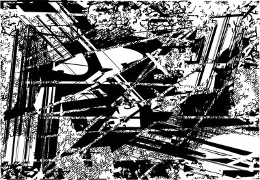 Çizik ve çiziklerle dolu siyah beyaz bir arka plan. Soyut vektör illüstrasyonu.