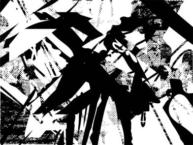 Çizik ve çiziklerle dolu siyah beyaz bir arka plan. Soyut vektör illüstrasyonu.