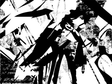 Çizik ve çiziklerle dolu siyah beyaz bir arka plan. Soyut vektör illüstrasyonu.