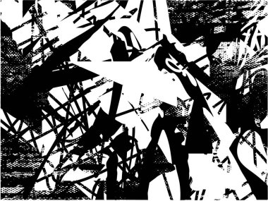 Çizik ve çiziklerle dolu siyah beyaz bir arka plan. Soyut vektör illüstrasyonu.