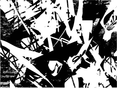 Çizik ve çiziklerle dolu siyah beyaz bir arka plan. Soyut vektör illüstrasyonu.