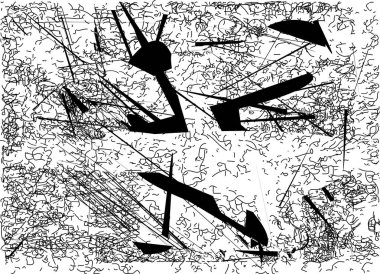 Çizik ve çiziklerle dolu siyah beyaz bir arka plan. Soyut vektör illüstrasyonu.