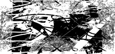 Çizik ve çiziklerle dolu siyah beyaz bir arka plan. Soyut vektör illüstrasyonu.