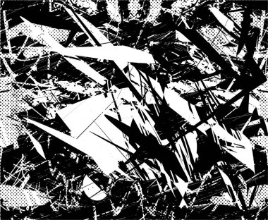 Çizik ve çiziklerle dolu siyah beyaz bir arka plan. Soyut vektör illüstrasyonu.