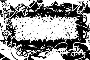 Çizik ve çiziklerle dolu siyah beyaz bir arka plan. Soyut vektör illüstrasyonu.