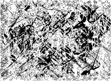 Çizik ve çiziklerle dolu siyah beyaz bir arka plan. Soyut vektör illüstrasyonu.