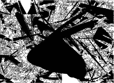 Çizik ve çiziklerle dolu siyah beyaz bir arka plan. Soyut vektör illüstrasyonu.