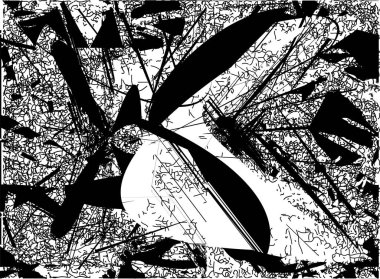 Çizik ve çiziklerle dolu siyah beyaz bir arka plan. Soyut vektör illüstrasyonu.