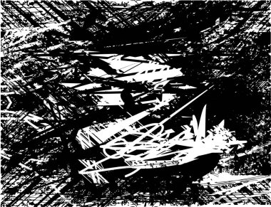 Çizik ve çiziklerle dolu siyah beyaz bir arka plan. Soyut vektör illüstrasyonu.