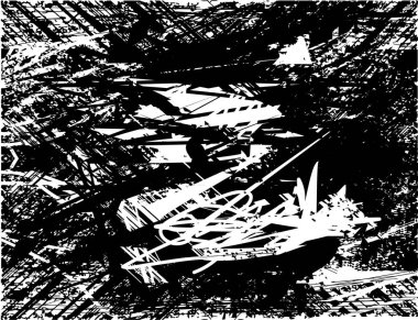 Çizik ve çiziklerle dolu siyah beyaz bir arka plan. Soyut vektör illüstrasyonu.