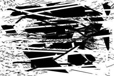 Çizik ve çiziklerle dolu siyah beyaz bir arka plan. Soyut vektör illüstrasyonu.