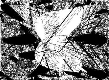 Çizik ve çiziklerle dolu siyah beyaz bir arka plan. Soyut vektör illüstrasyonu.