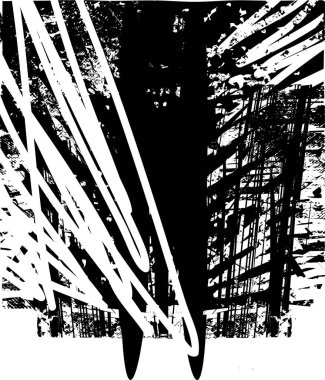 Çizik ve çiziklerle dolu siyah beyaz bir arka plan. Soyut vektör illüstrasyonu.