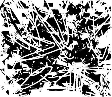 Çizik ve çiziklerle dolu siyah beyaz bir arka plan. Soyut vektör illüstrasyonu.