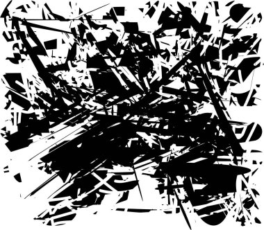 Çizik ve çiziklerle dolu siyah beyaz bir arka plan. Soyut vektör illüstrasyonu.