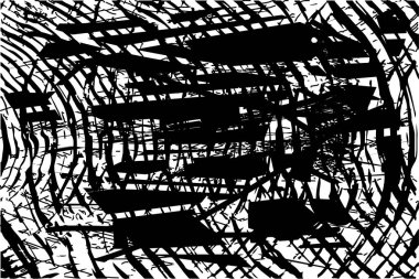 Çizik ve çiziklerle dolu siyah beyaz bir arka plan. Soyut vektör illüstrasyonu.