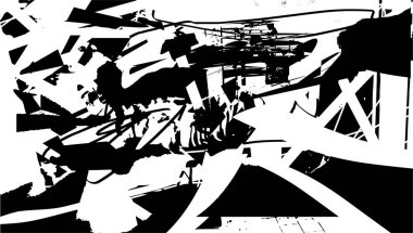 Çizik ve çiziklerle dolu siyah beyaz bir arka plan. Soyut vektör illüstrasyonu.