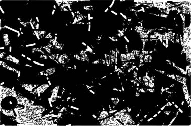 Çizik ve çiziklerle dolu siyah beyaz bir arka plan. Soyut vektör illüstrasyonu.