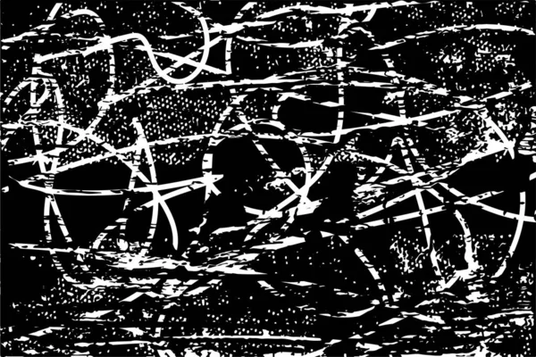 Fondo Angustiado Textura Blanco Negro Con Arañazos Líneas Ilustración Abstracta — Archivo Imágenes Vectoriales