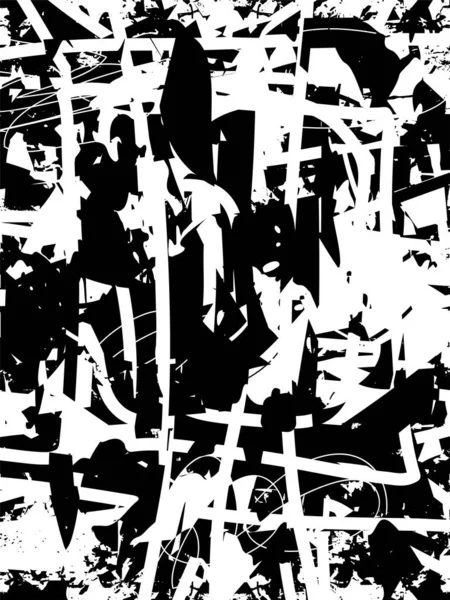 Sfondo Angosciato Texture Bianco Nero Con Graffi Linee Illustrazione Astratta — Vettoriale Stock