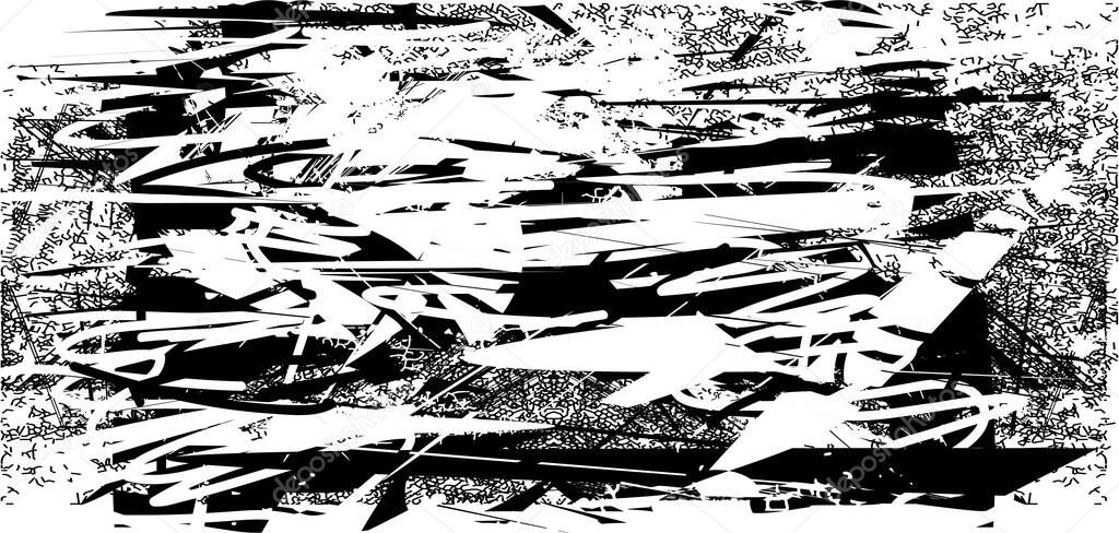 Distressed background in black and white texture with  scratches and lines. Abstract vector illustration.