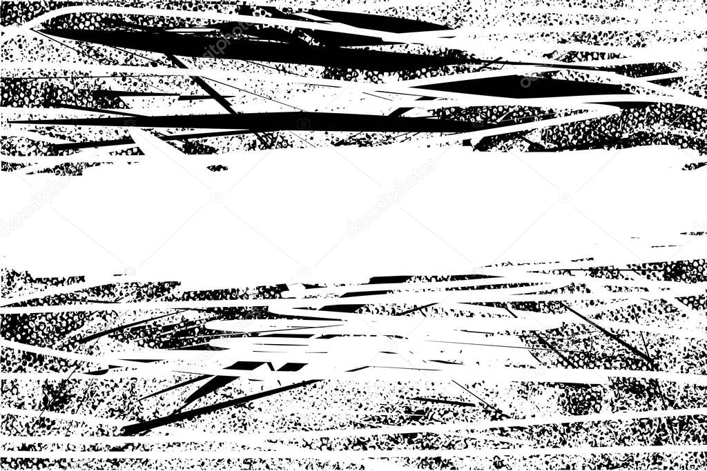 Distressed background in black and white texture with  scratches and lines. Abstract vector illustration.