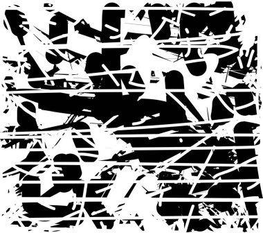 Çizik ve çiziklerle dolu siyah beyaz bir arka plan. Soyut vektör illüstrasyonu.