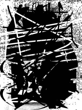 Çizik ve çiziklerle dolu siyah beyaz bir arka plan. Soyut vektör illüstrasyonu.