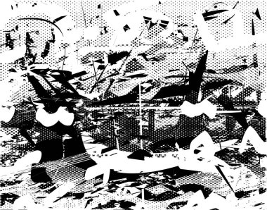 Çizik ve çiziklerle dolu siyah beyaz bir arka plan. Soyut vektör illüstrasyonu.