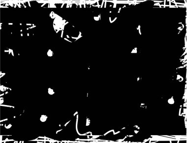 Çizik ve çiziklerle dolu siyah beyaz bir arka plan. Soyut vektör illüstrasyonu.