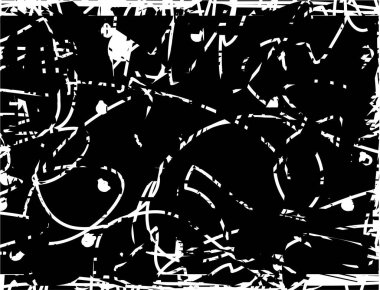 Çizik ve çiziklerle dolu siyah beyaz bir arka plan. Soyut vektör illüstrasyonu.