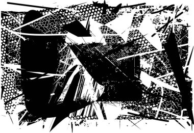 Çizik ve çiziklerle dolu siyah beyaz bir arka plan. Soyut vektör illüstrasyonu.