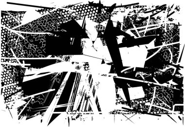 Çizik ve çiziklerle dolu siyah beyaz bir arka plan. Soyut vektör illüstrasyonu.