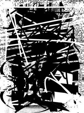 Çizik ve çiziklerle dolu siyah beyaz bir arka plan. Soyut vektör illüstrasyonu.