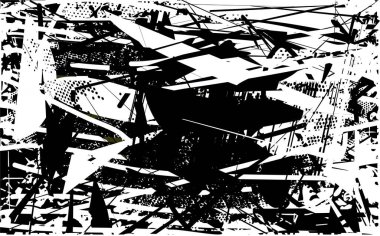 Çizik ve çiziklerle dolu siyah beyaz bir arka plan. Soyut vektör illüstrasyonu.