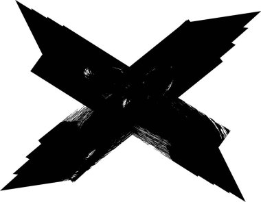 X harfi, çizikler ve çizikler olan siyah beyaz bir arka plan. Soyut vektör illüstrasyonu.